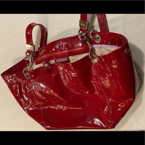 JIMMY CHOO RED PATENT LEATHER TOTE